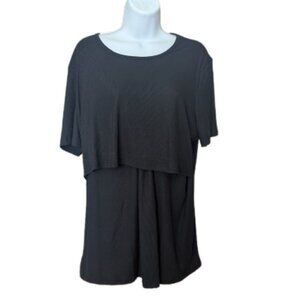 Black Two Tier Short Sleeve Top Size 2XL NEW NWT